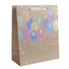 IRIS színes lufik arany papírtasak matt 26*32 cm (IRIS_370413) ajándéktasak