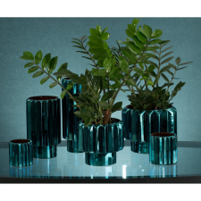  Irma üveg váza Türkiz/réz 15x15x33 cm dekoráció