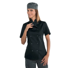 isacco Női fekete rövidujjú patentos szakácskabát