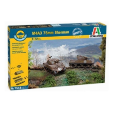 Italeri : M4A3 75 mm Sherman tank makett ragasztóval (1:72) makett