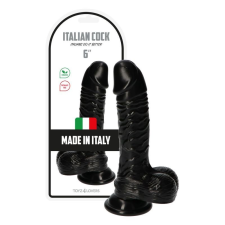  Italian Cock vastagított tapadókorongos dildó, herékkel (6&quot; - fekete) műpénisz, dildó