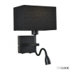 ITALUX Fekete fali lámpa, E27+LED, olvasókarral, szövet burával, fekete lámpatesttel, Norte, IT-WL-1122-2-BL-BM-RC-BL