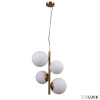 ITALUX Réz több ágú függeszték, E27+E14, opál üveggömbökkel, Riga, IT-PND-44213-4-HBR