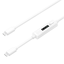 j5create JUCP14-N USB-C apa - USB-C apa Adat és töltő kábel + Teljesítménymérő - Fehér (1.2m) (JUCP14-N) kábel és adapter