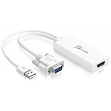 j5create VGA/D-Sub + USB HDMI Átalakító Fehér 10cm JDA214 kábel és adapter
