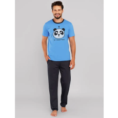 J.PRESS Férfi pamut hosszú pizsama szett - Black/Blue