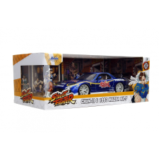 JADA TOYS Street Fighter 1993 Mazda RX7 autó Chun-Li figurával - Kék autópálya és játékautó