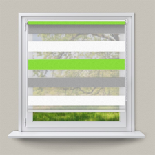 Jago 100x150 Sávos roló függöny zöld-szürke-fehér fúrás nélküli ablak árnyékoló lakástextília