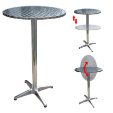 Jago Rendezvény asztal állítható magasságú lehajtható rozsdamentes asztallapú könyöklő fém asztal 74-114 cm magas 60 cm átmérő bútor