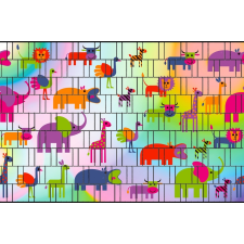 Jago Táblás kerítésbe fűzhető rajzolt állatok gyerekkép 250x180 cm 19 cm-es szalagból műanyag belátás gátló szélfogó redőny