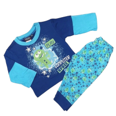 JAM Jam Hosszú Ujjú Pamut Pizsama 3-6 hónapos korig - Kék Szörnyecskés - Kiárusítás