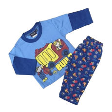 JAM Jam Hosszú Ujjú Pamut Pizsama 6-12 hónapos korig - Kék Munkagépes - Kiárusítás