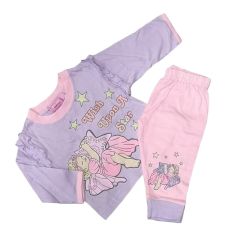 JAM Jam Hosszú Ujjú Pamut Pizsama 6-12 hónapos korig - Lila/Rózsaszín Tündéres - Kiárusítás