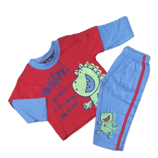 JAM Jam Hosszú Ujjú Pamut Pizsama 6-12 hónapos korig - Piros/Kék Dinó - Kiárusítás