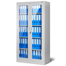 Jan Nowak® - AMELIA Vitrines fém szekrény üvegezett ajtókkal / SZÜRKE irattároló szekrény