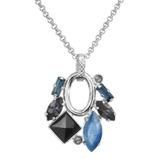 JAPAN - Kézzel készített Swarovski kristályos nyaklánc - Montana, Graphite, Black Diamond - kék nyaklánc