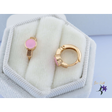  Jara antiallergén rózsaszín tűzzománc pötty gyermek fülbevaló-18K fülbevaló