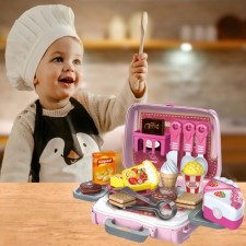 Játék cukrászkészlet mini bőröndben, mini cukrászszett konyhakészlet