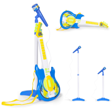 Játék Elektromos Gitár mikrofonnal és USB csatlakozóval - kék-sárga játékhangszer