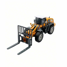 Játék traktor targoncával, 3 éves kortól, műanyag, 16cm, sárga, sárga autópálya és játékautó