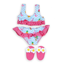 Játékbaba fürdőruha szett, flamingós, 35-45 cm játékbaba felszerelés