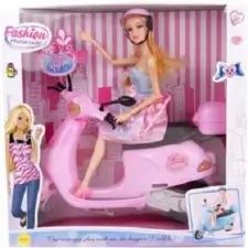  Játékbaba robogóval baba