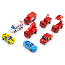 Játékos Hátrahúzós kisautók - 8 darabos készlet autópálya és játékautó