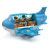 Játékos Kinyitható játék repülő, kivehető utasokkal, kék