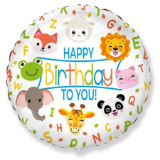 Javoli Állatos Happy Birthday Animals fólia lufi 48 cm party kellék