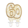 Javoli Arany csillámos 60-as Gold tortagyertya, számgyertya