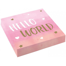 Javoli Baby Girl Hello World szalvéta 16 db-os 33x33 cm party kellék