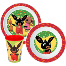 Javoli Bing Happy Bunny étkészlet, micro műanyag szett, pohárral 260 ml babaétkészlet