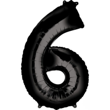 Javoli Black óriás szám fólia lufi 6-os, 86*55 cm party kellék