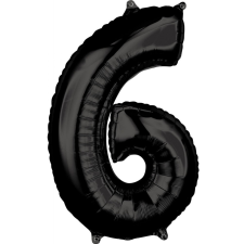 Javoli Black Szám 6 Fólia lufi 66x43 cm party kellék