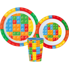 Javoli Bricks, Lego mintázatú étkészlet, micro műanyag szett babaétkészlet