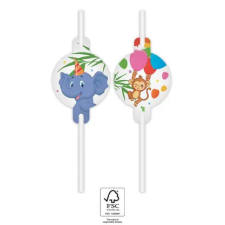 Javoli Dzsungel Balloons papír szívószál, 4 db-os szett FSC party kellék