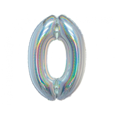 Javoli Ezüst Holographic 0-ás szám fólia lufi 76 cm party kellék