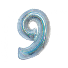 Javoli Ezüst Holographic 9-es szám fólia lufi 76 cm party kellék