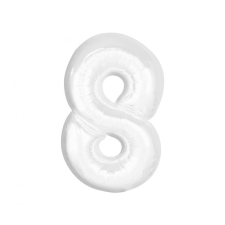 Javoli Fehér B&C White 8-as szám fólia lufi 92 cm party kellék
