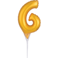 Javoli Gold, Arany 6-os szám fólia lufi tortára 15 cm party kellék