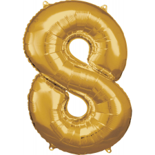 Javoli Gold, Arany óriás szám fólia lufi 8-as, 83*55 cm party kellék