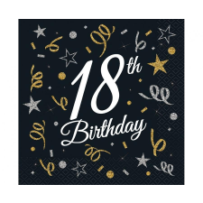 Javoli Happy Birthday 18 B&amp;C szalvéta 20 db-os 33x33 cm party kellék
