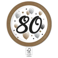 Javoli Happy Birthday 80 Milestone papírtányér 8 db-os 23 cm FSC party kellék