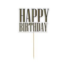 Javoli Happy Birthday Black torta dekoráció 13 cm party kellék
