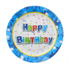 Javoli Happy Birthday Blue papírtányér 6 db-os 18 cm party kellék