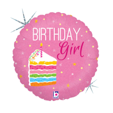 Javoli Happy Birthday Cake Girl Holo fólia lufi 46 cm party kellék