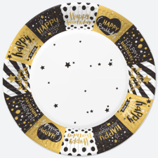 Javoli Happy Birthday Golden papírtányér 8 db-os 22,7 cm party kellék