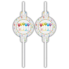 Javoli Happy Birthday Streamers papír szívószál 4 db-os szett party kellék