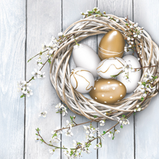 Javoli Húsvét Eggs in Wicker Nest szalvéta 20 db-os 33x33 cm party kellék