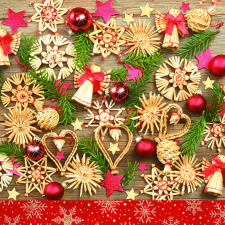 Javoli Karácsony Wooden Decorations szalvéta 20 db-os 33x33 cm party kellék